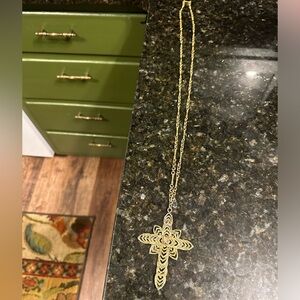 Virgin Saints and Angles gold cross necklace